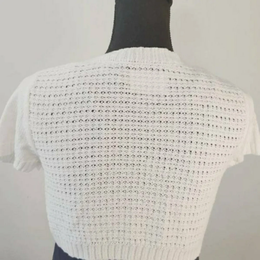 Justice White Rhinestone Shrug - Girl's 16/18 Women XS/Small Cropped Cardigan